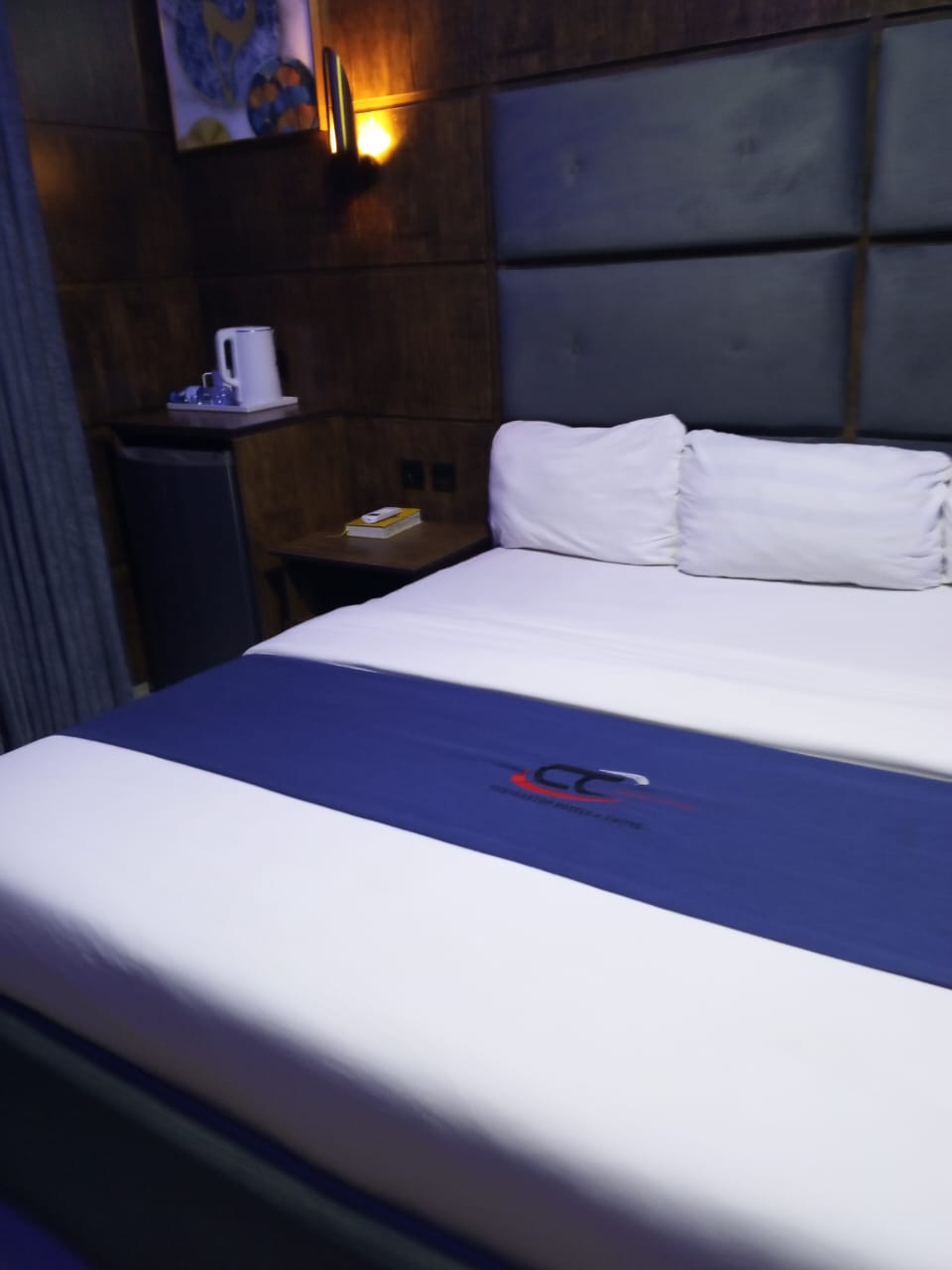 Kettle, mini-fridge and tea tray in every room